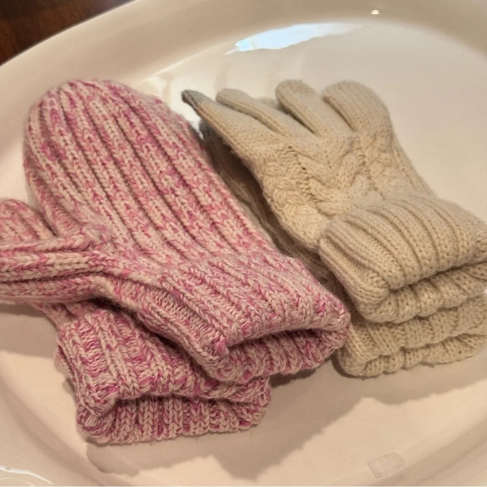 Gap Cozy Kids' Mittens Set - Pink and Cream